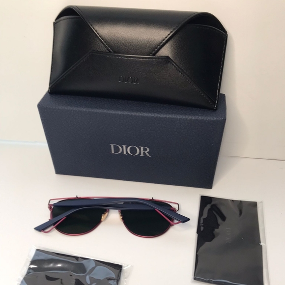 New - 💯 original DiorTechnologic Mirrored Metal Sunglasses, Matte Red/Blue - Picture 9 of 14